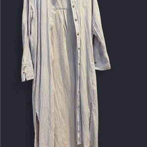 H&M Blue and White Striped Shirt Dress